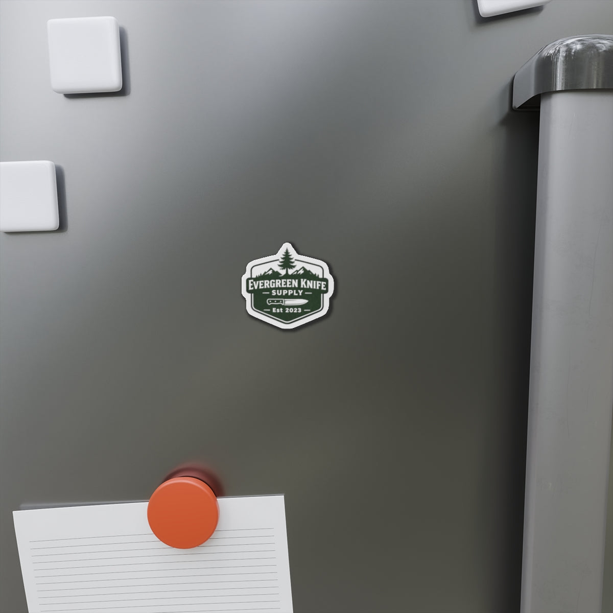 Evergreen Knife Supply Die-Cut Magnet — Outdoor Knife Logo Fridge Sticker (Est. 2023)