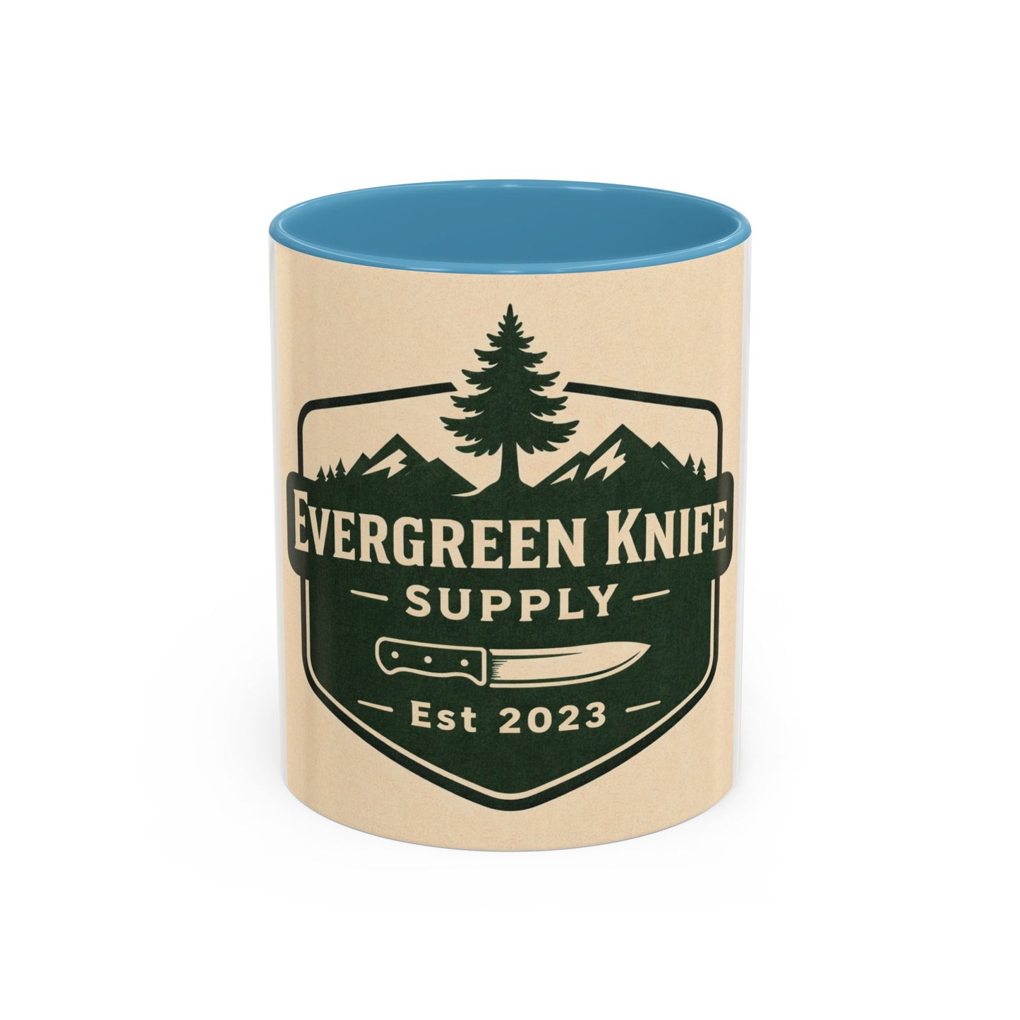 Evergreen Knife Supply Coffee Mug — Rustic Outdoor Logo Accent Mug