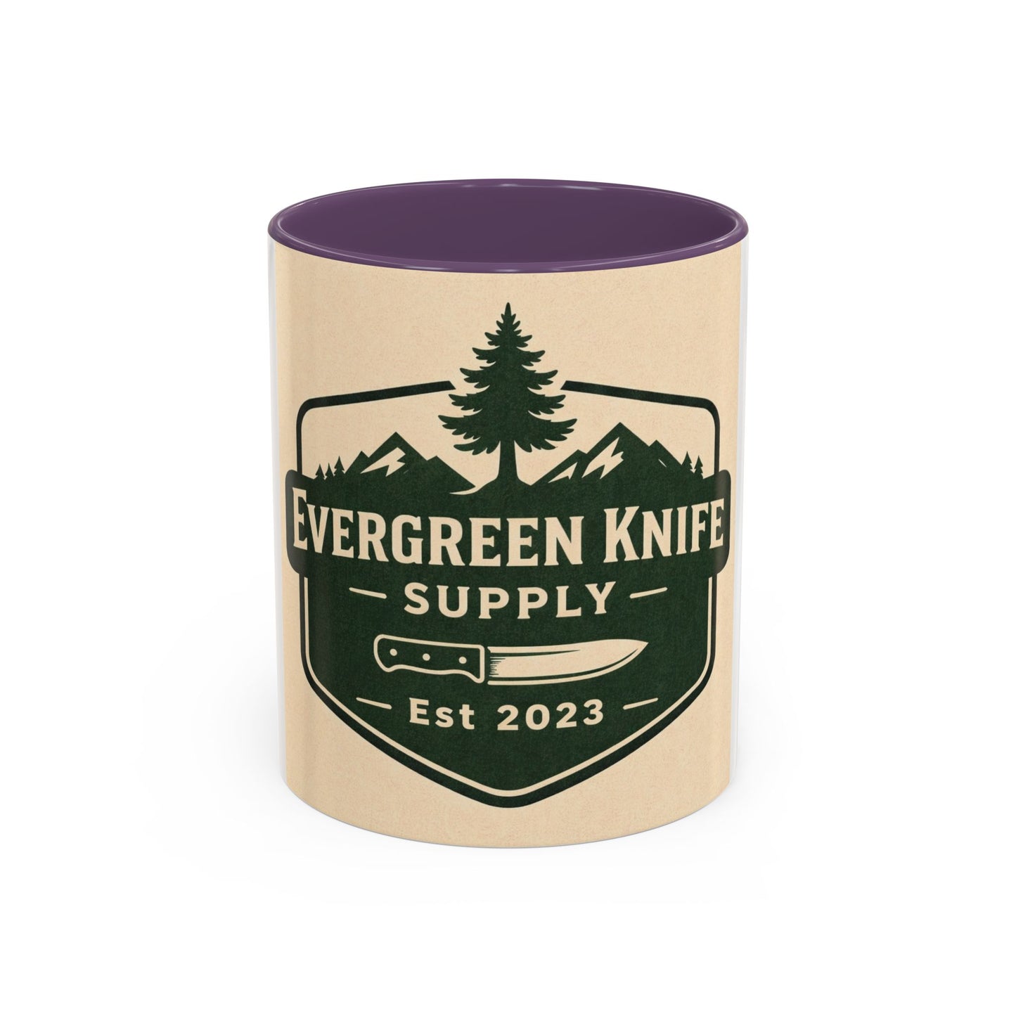 Evergreen Knife Supply Coffee Mug — Rustic Outdoor Logo Accent Mug