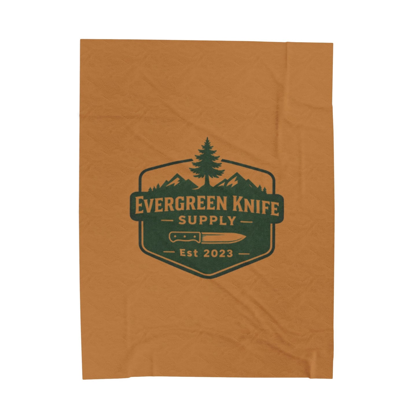 Evergreen Knife Supply Velveteen Plush Blanket — Outdoor Knife Logo Throw
