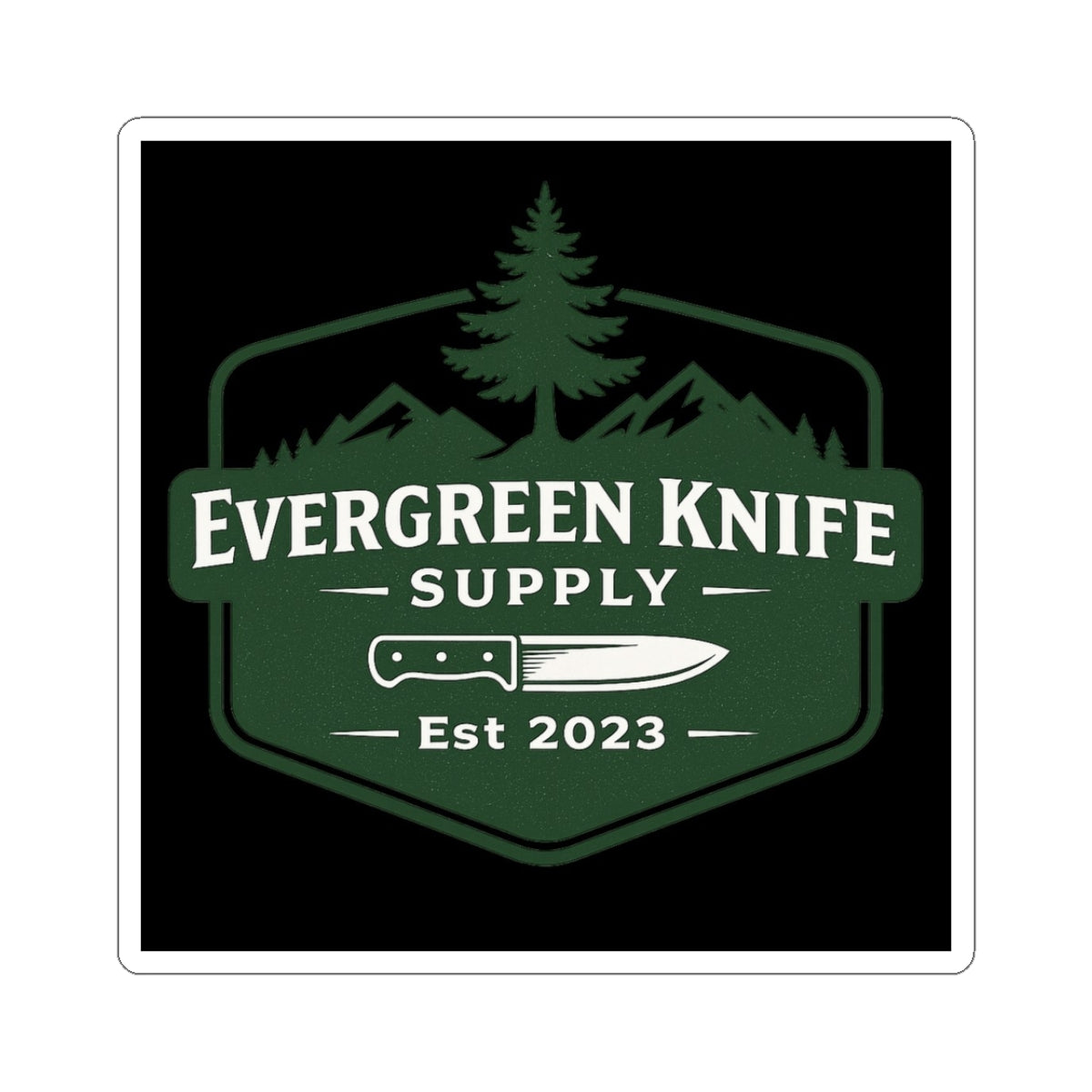 Evergreen Knife Supply Sticker — Outdoor Camping Knife Logo Kiss-Cut Sticker