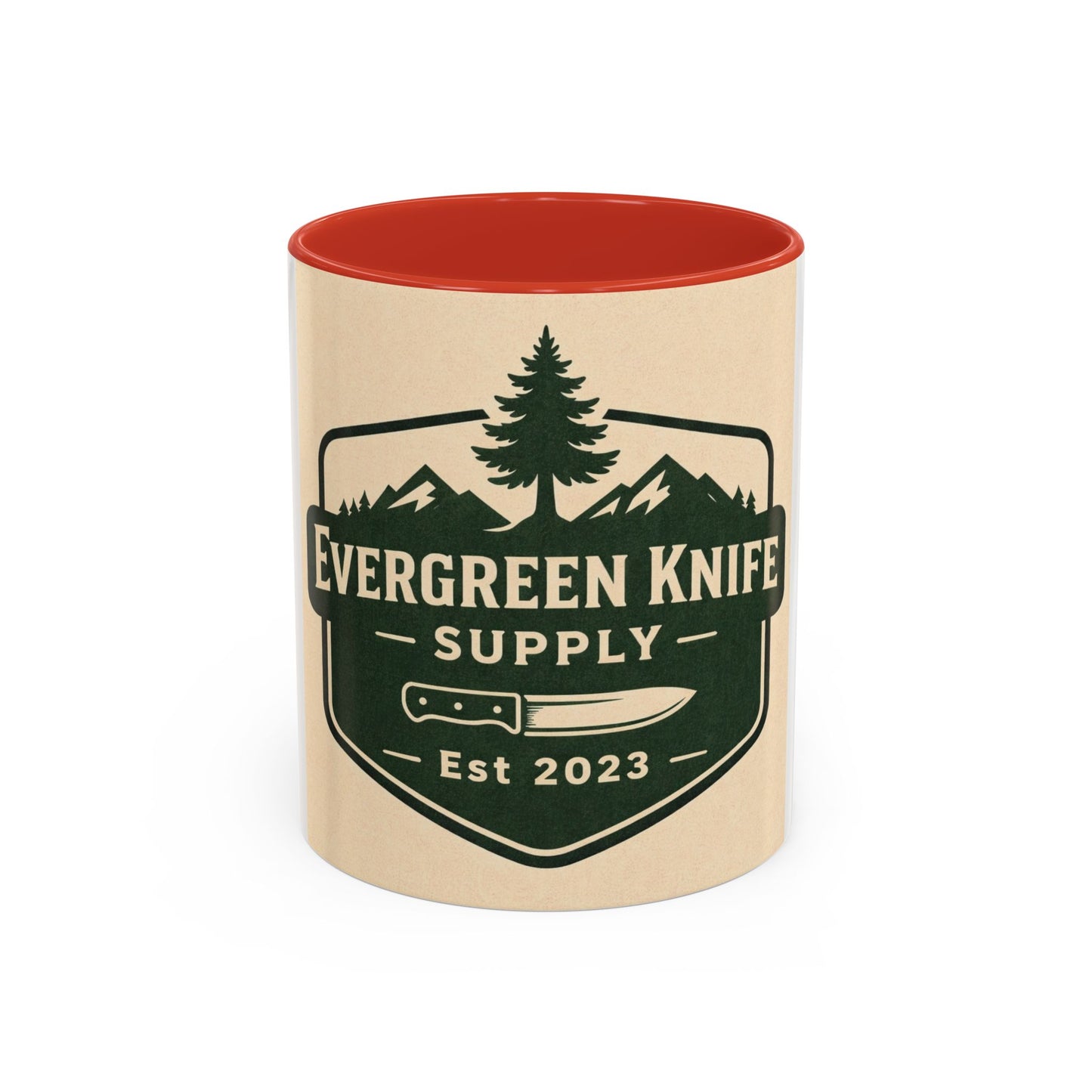 Evergreen Knife Supply Coffee Mug — Rustic Outdoor Logo Accent Mug