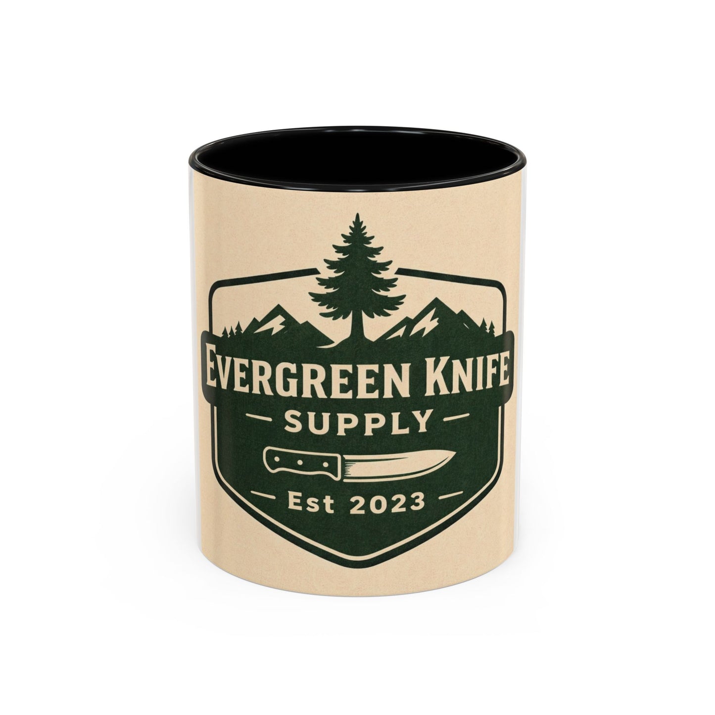 Evergreen Knife Supply Coffee Mug — Rustic Outdoor Logo Accent Mug
