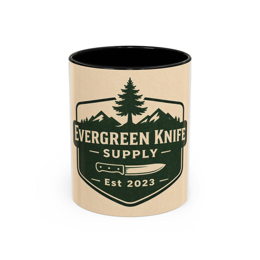 Evergreen Knife Supply Coffee Mug — Rustic Outdoor Logo Accent Mug