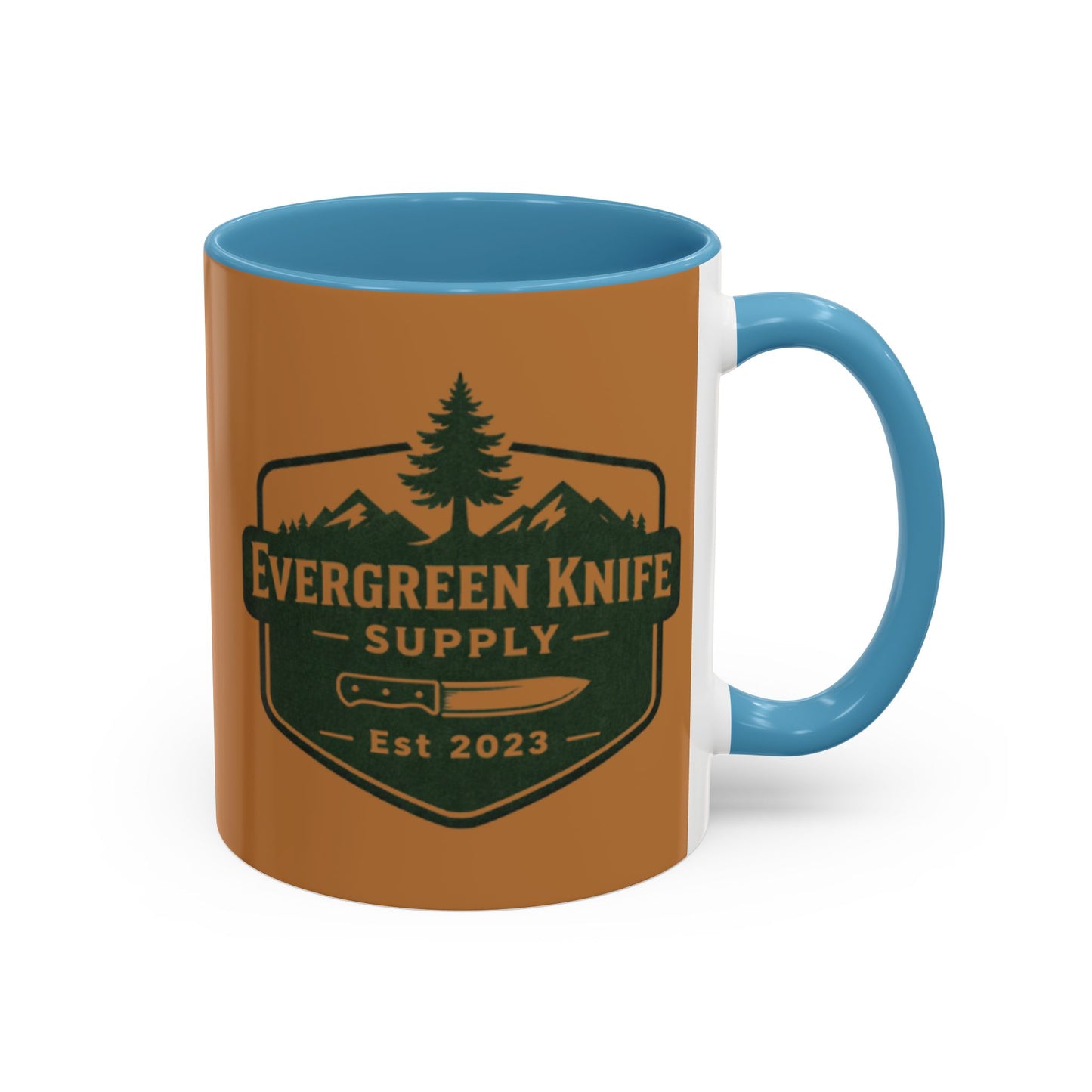 Evergreen Knife Supply Coffee Mug — Rustic Outdoor Logo Accent Mug