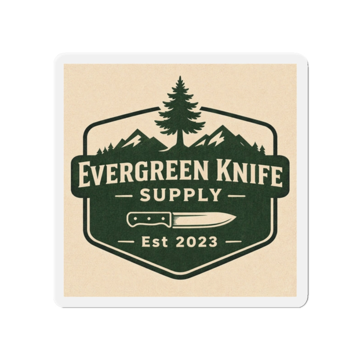 Evergreen Knife Supply Die-Cut Magnet — Outdoor Knife Logo Sticker (Est. 2023)