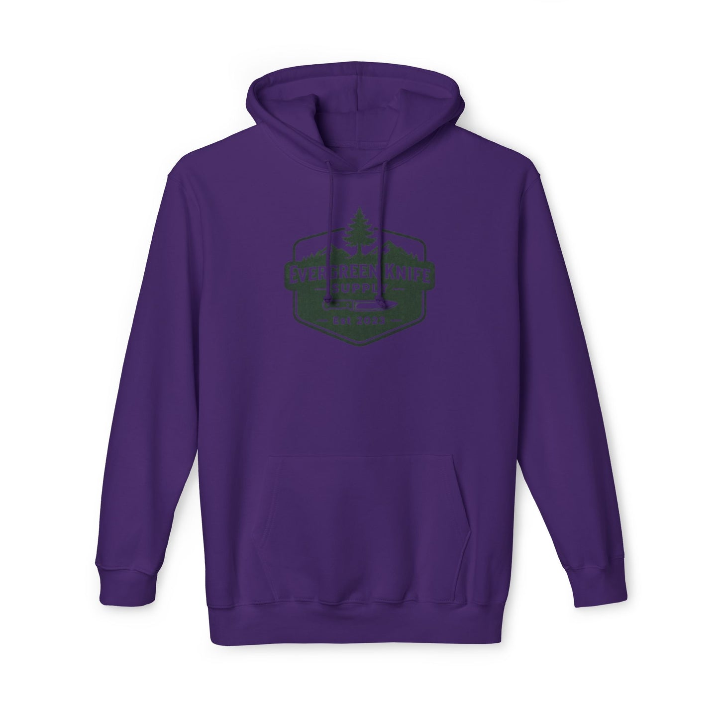 Evergreen Knife Supply Hoodie — Outdoor Camping Logo Pullover (Est. 2023)