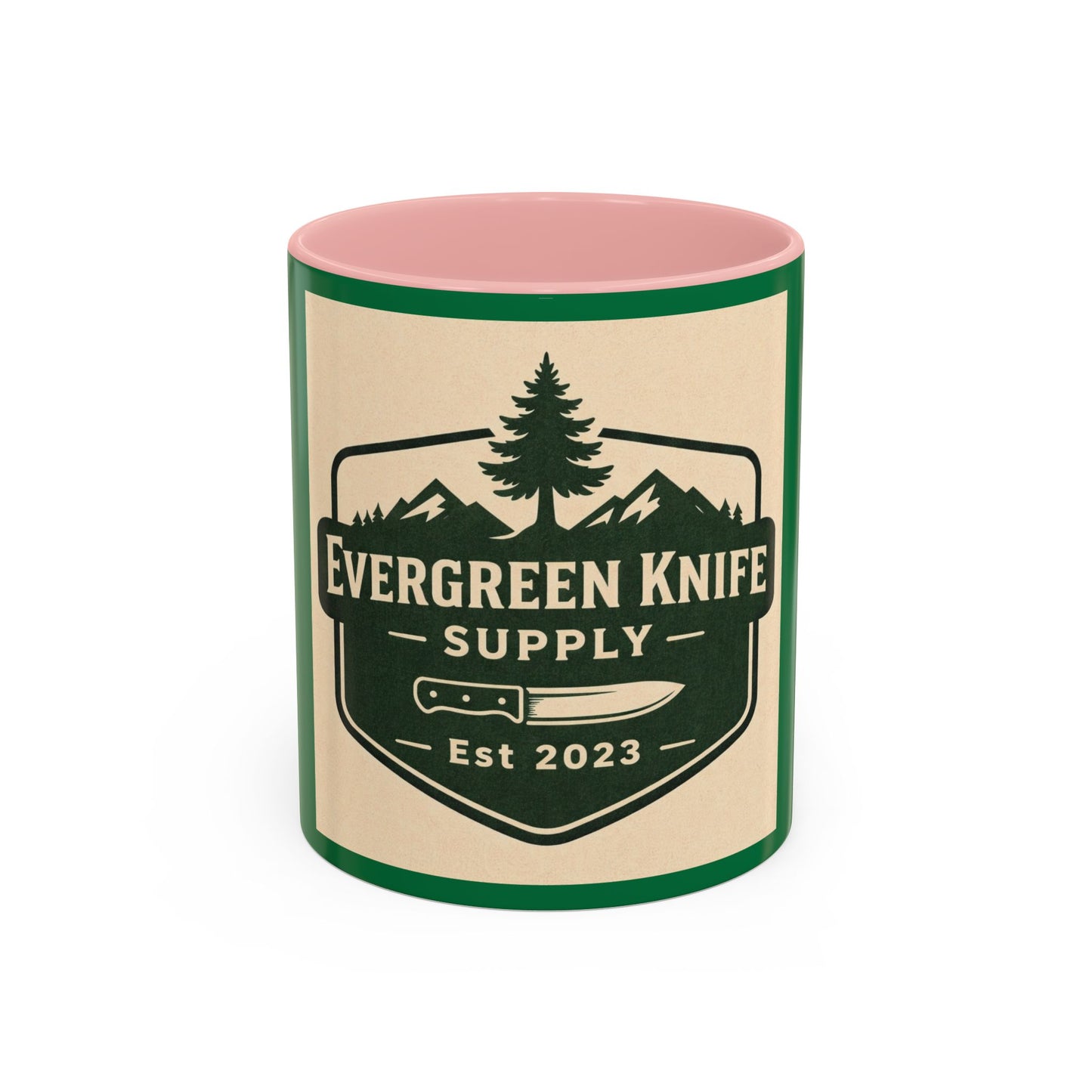 Evergreen Knife Supply Coffee Mug — Rustic Outdoor Camper 11/15oz Accent Mug