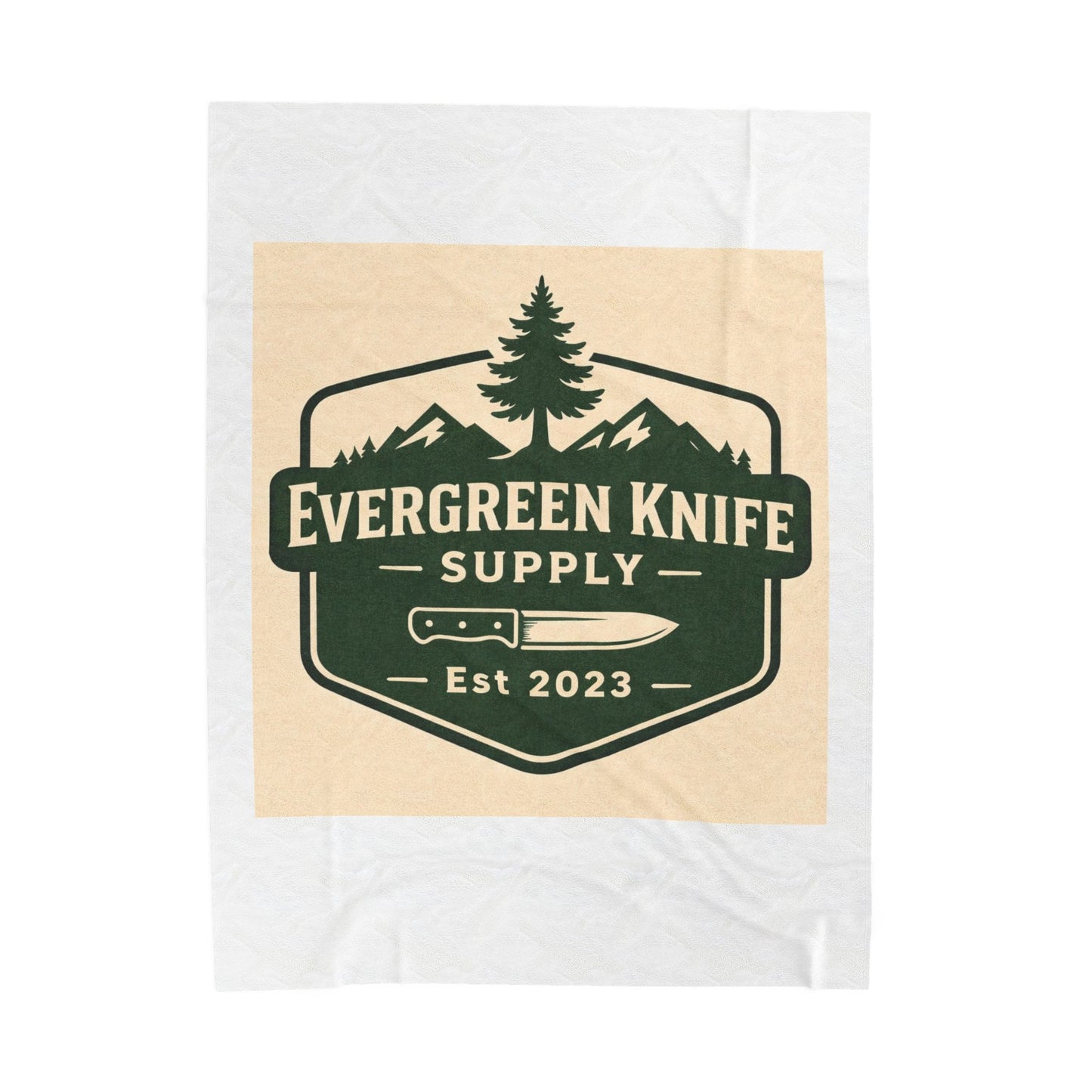 Evergreen Knife Supply Velveteen Plush Blanket — Outdoor Knife Logo Throw